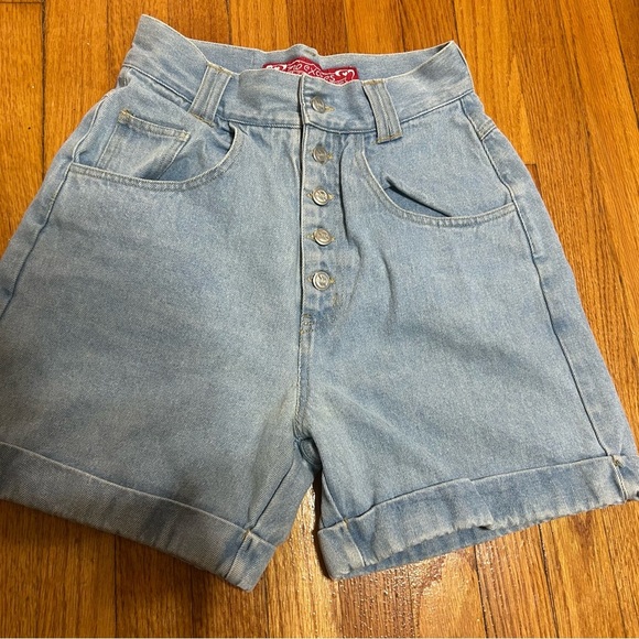No Excuses Vintage 90s Button Fly Jean Shorts Size 9/10 Runs Small - Picture 1 of 11